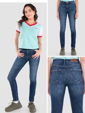 Women's Mid-Rise Dark Blue Skinny Jeans